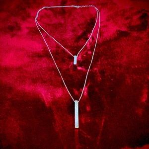 Double Strand Silver Plated Bar Necklace